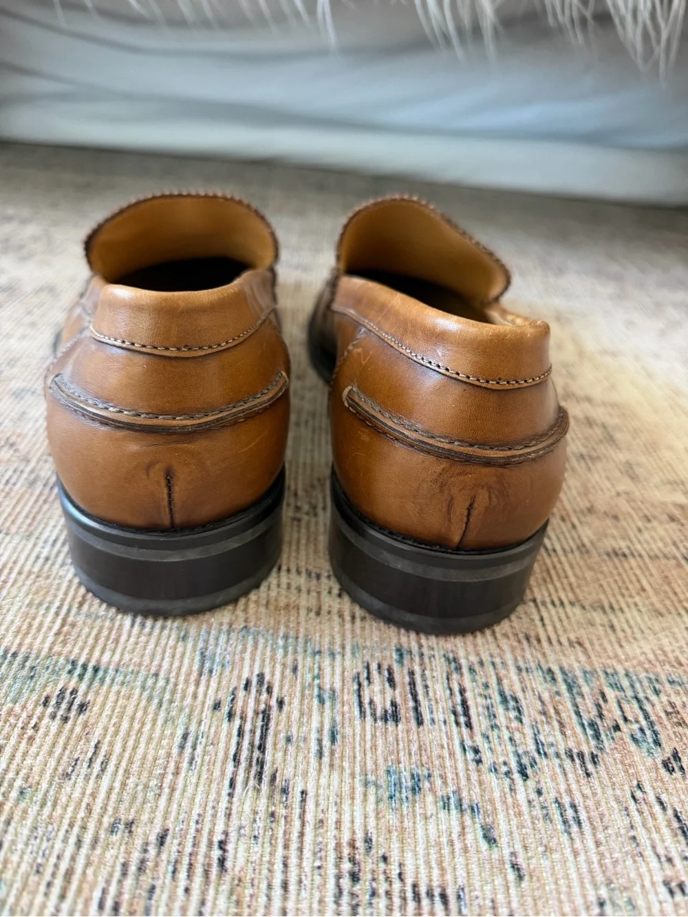 Antonio Maurizi Cognac Leather Slip-On Loafers